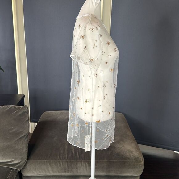 Women's Sheer Star and Moon Lightweight Swimwear Coverup Size S NWT - Picture 3 of 10